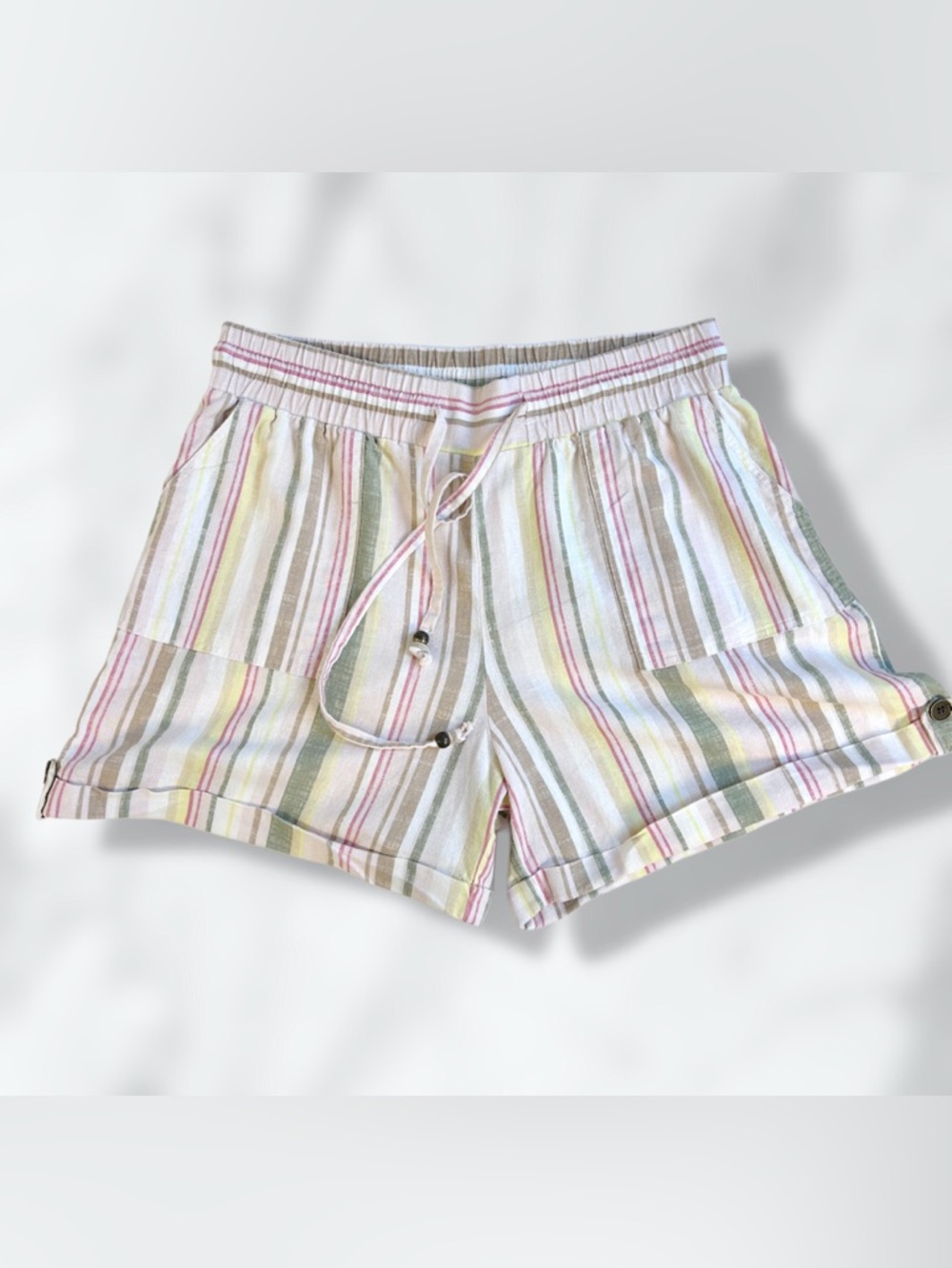 Versa Women’s 4” Inseam Striped Linen Summer Shorts / Medium